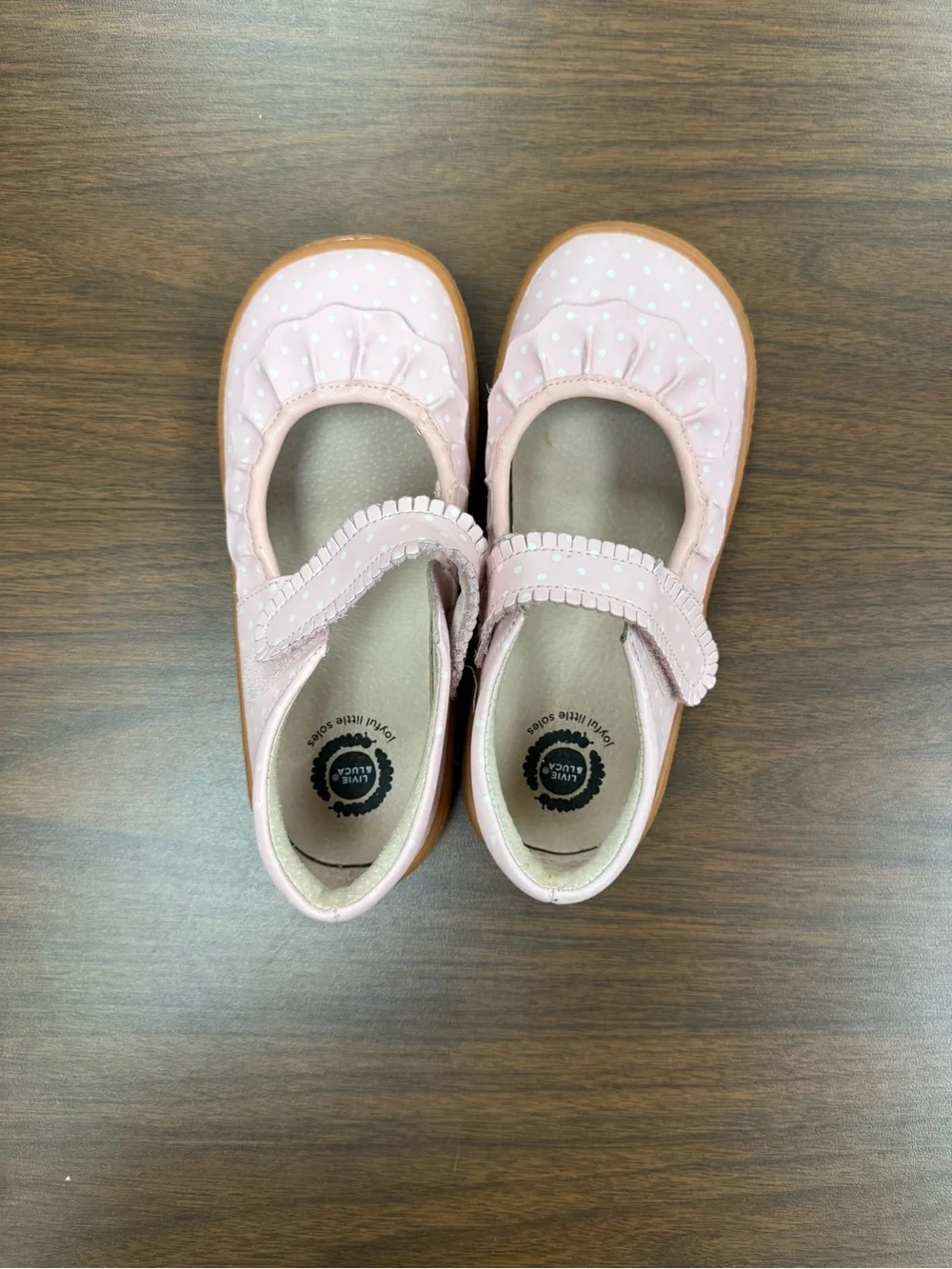 Livie & Luca Pink Polka Dot Ruche Leather Mary Jane Shoes Toddler Size 2
